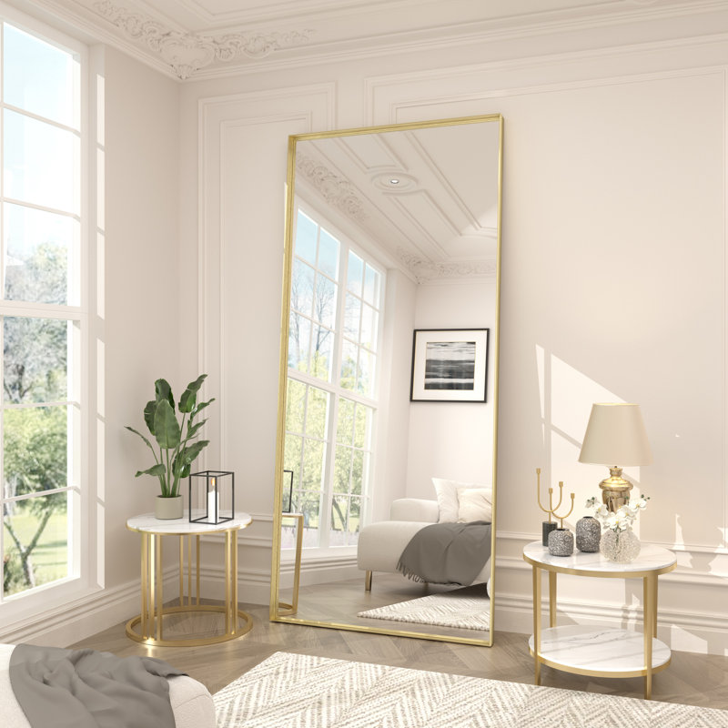 Miroir mural Aevar, 72 po x 32 po, Or brossé