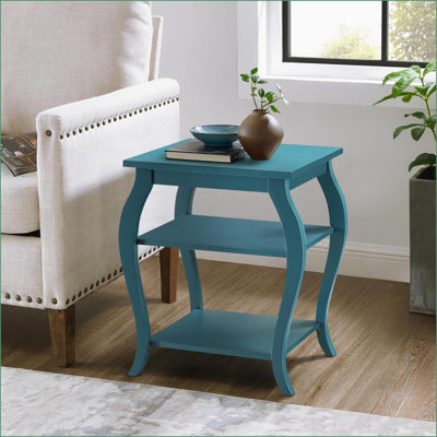 Table basse Teal à 2 tablettes pour le salon, rangement élégant et amp; Conception robuste