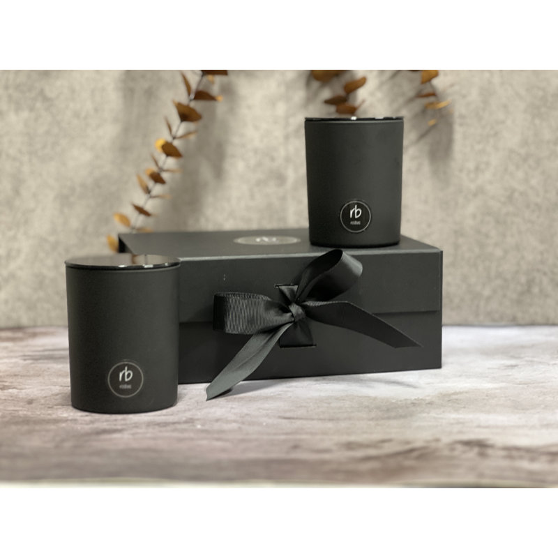 Ensemble-cadeau bougie parfumée framboise noire et vanille, Noir mat