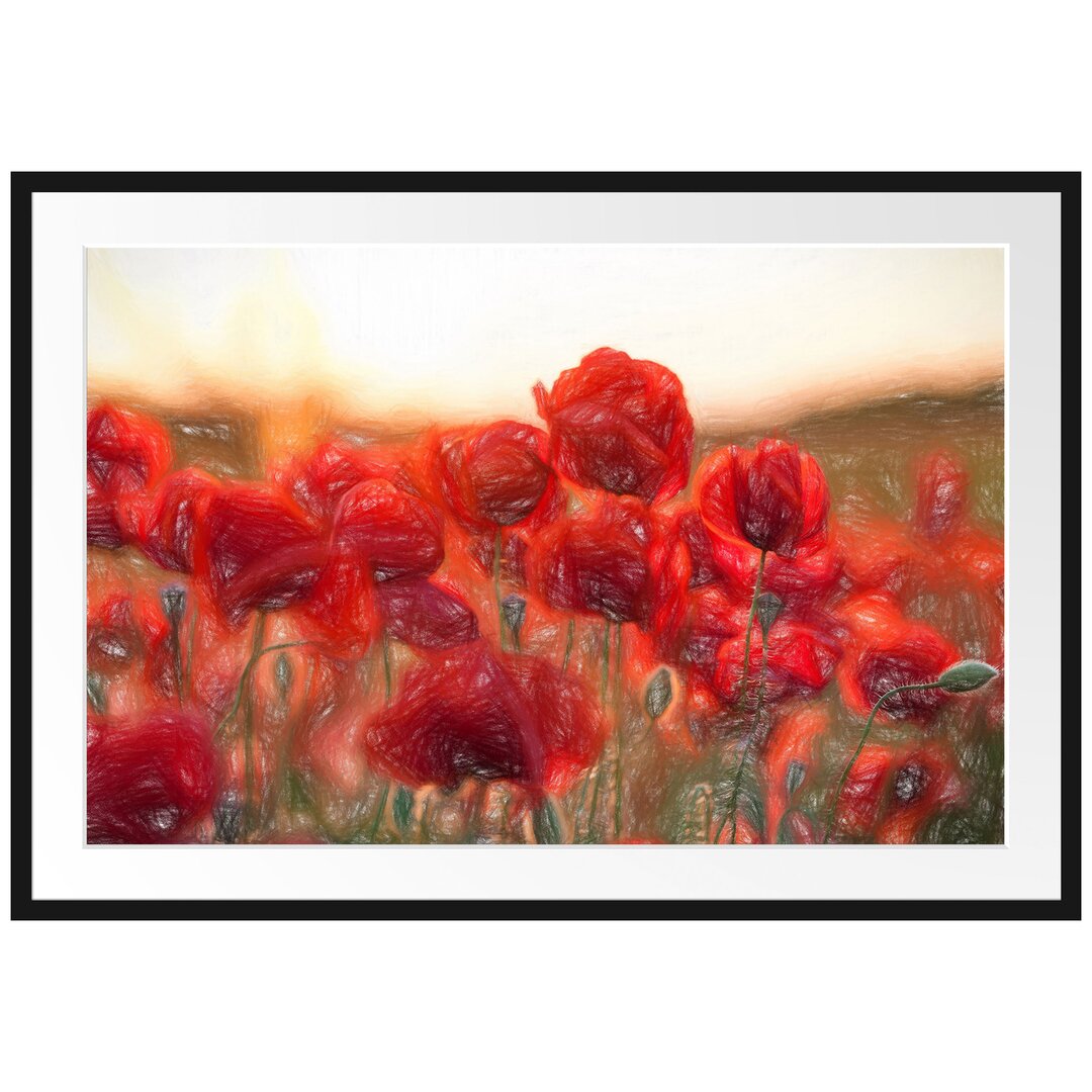 Gerahmtes Poster Feuriger Mohn