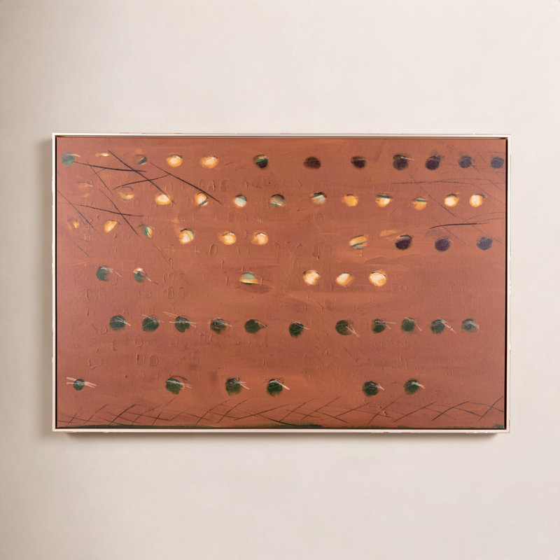 X Spot Rust by Jamie Beckwith - Floater Frame Painting, 40" H x 60" W x 2" D
