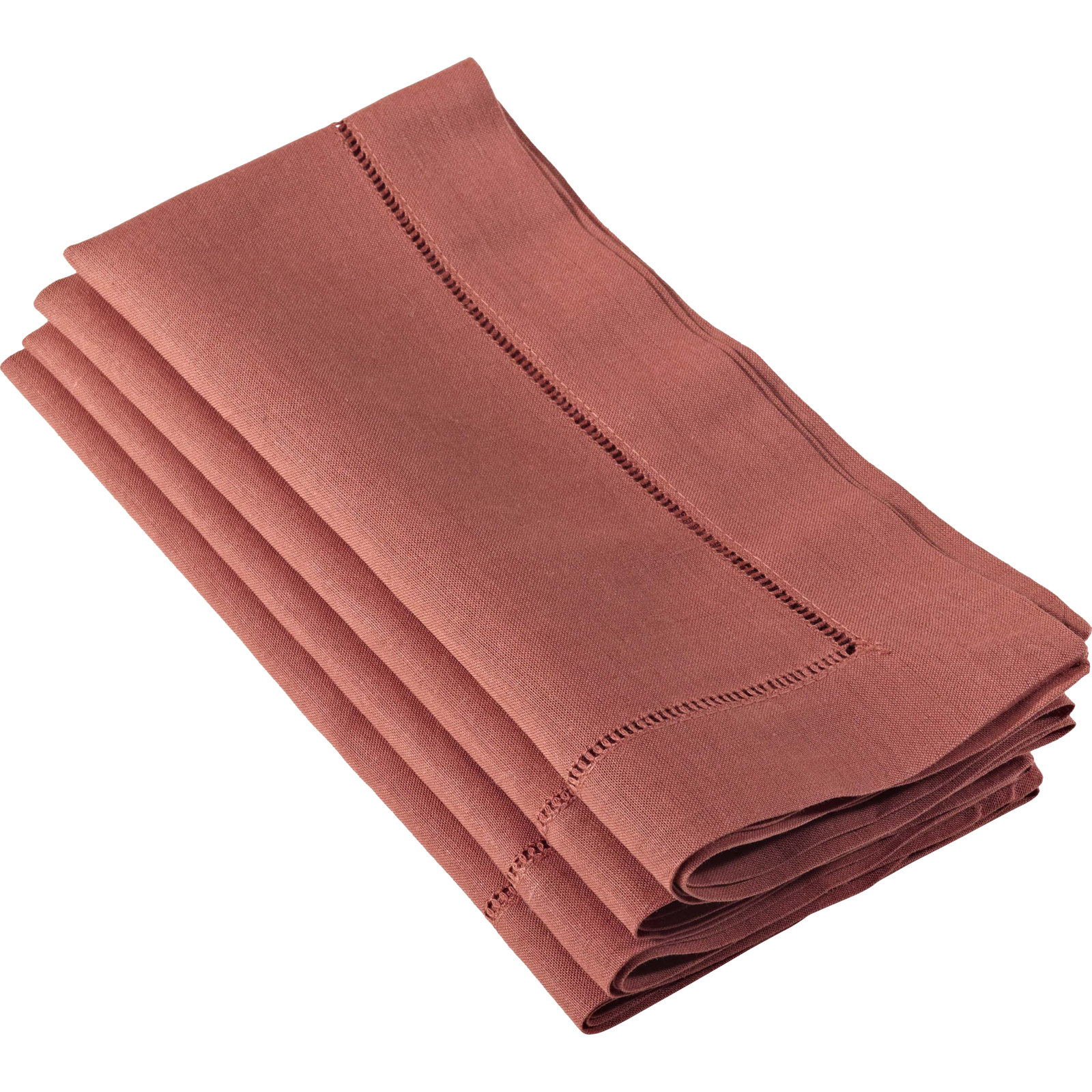 Gelder 20" W Napkin with Hemstitch Border (Set of 4), Terracotta
