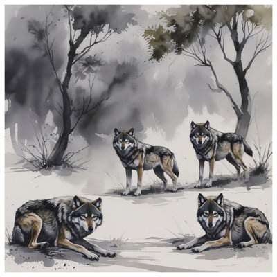 Coussins décoratifs loup gris dans la forêt