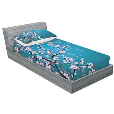 Japanese Microfiber Floral Sheet Set