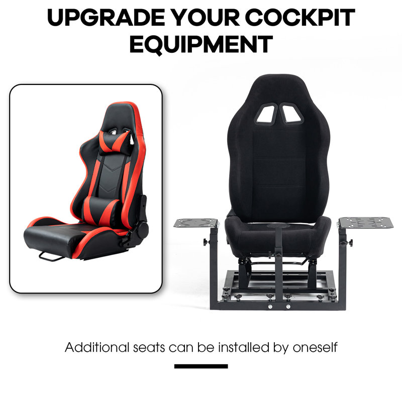 Anman Flight Sim Cockpit with Black Seat Fit HOTAS Warthog T150 Logitech X56, Not Include Steering wheel & Wheels & Pedals and Shifter Handbrake
