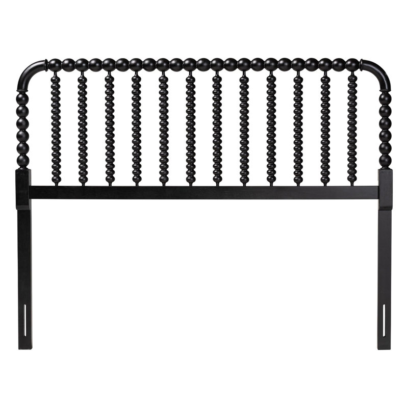 Baxton Studio Finley Turned Bobbin Headboard - Crafted Wood Panel with Decorative Spindle Design for Cottage Farmhouse Bedroom, Queen, Black