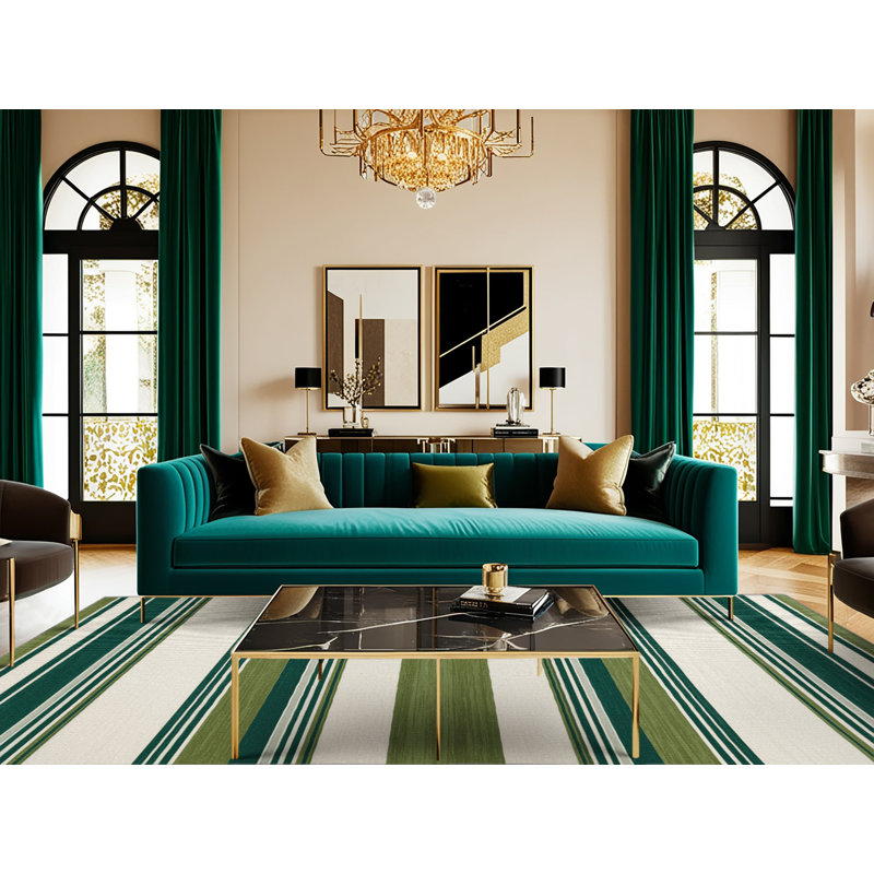  Tapis rayé blanc lavable, Carré 5 pi