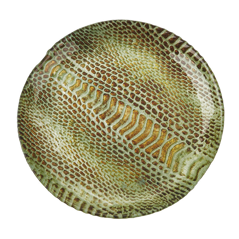 Handcrafted Coral Snakeskin 8.5" Glass Dessert Plate