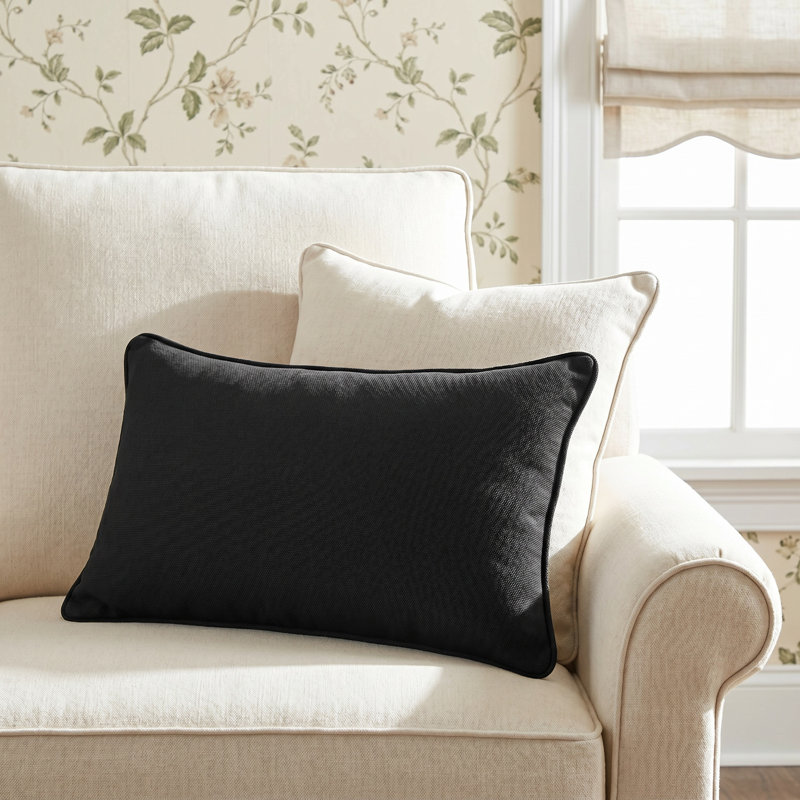 Annata Sunbrella® Outdoor Reversible Throw Pillow, Black