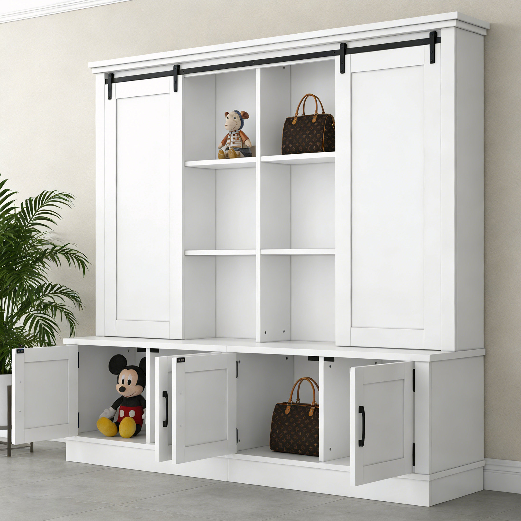 Red Barrel Studio® Storage Hall Tree With Sliding Rails Cabinet | Wayfair