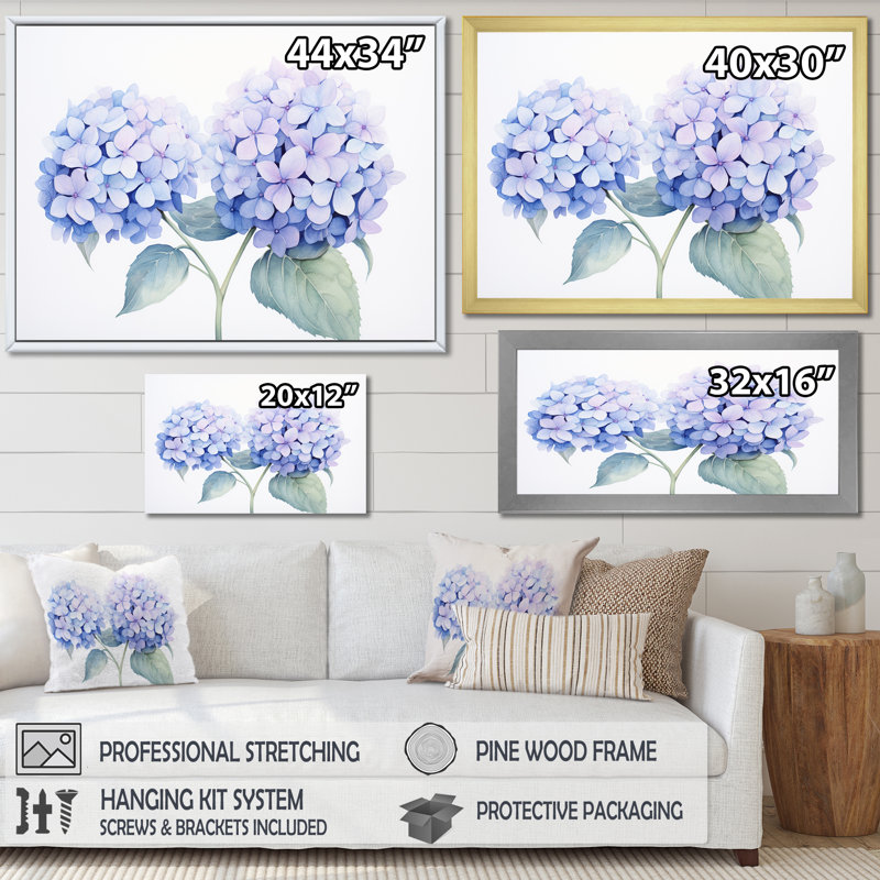 «Blue Hydrangea Farmhouse Still Life II», reproduction sur toile, Toile tendue, H 34 po x l 44 po