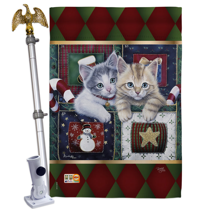 Calendrier de Noël chatons à 2 faces 40 x 28 po Ensemble de drapeaux