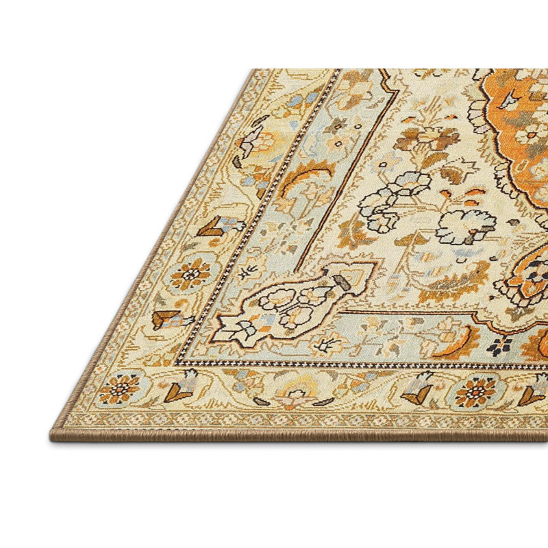 Tapis gris/crème traditionnel Riviere, Rectangle 5 pi x 7 pi