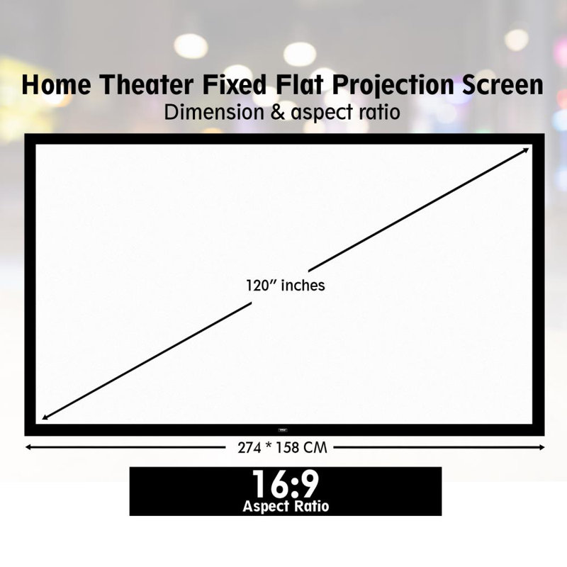 Pyle Fixed Frame Projector Screen Projector Screen, 120"