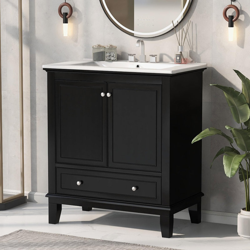 Ensemble de meuble-lavabo simple 30 po avec plateau en céramique Tibold