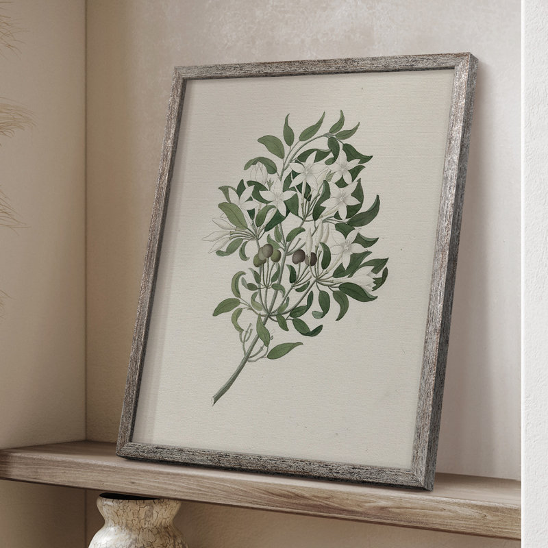 Impression florale vintage encadrée CXLII - bois massif, H 11 po x l 9 po
