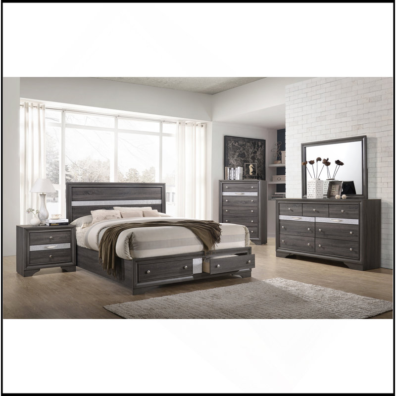 Table de chevet 2 tiroirs Traditional, Gris