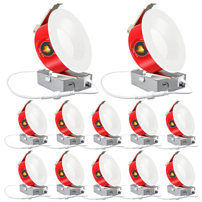 12pk 4inch Fire Rated Canless Smooth Downlight,2 hours Fire Rating ,5CCT,800Lm,IC Rated,Dimmable
