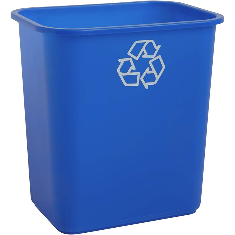 Poubelle de recyclage peu encombrante de 7 gallons de United Solutions, paquet de 12, bleu recyclé