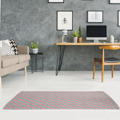 Tapis à aquamarine/zone saumon dégradé geometry