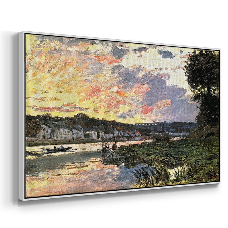 La seine à Bougival dans la soirée, 1870, reproduction d'art sur toile, H 25 po x l 37 po x P 2 po, Blanc