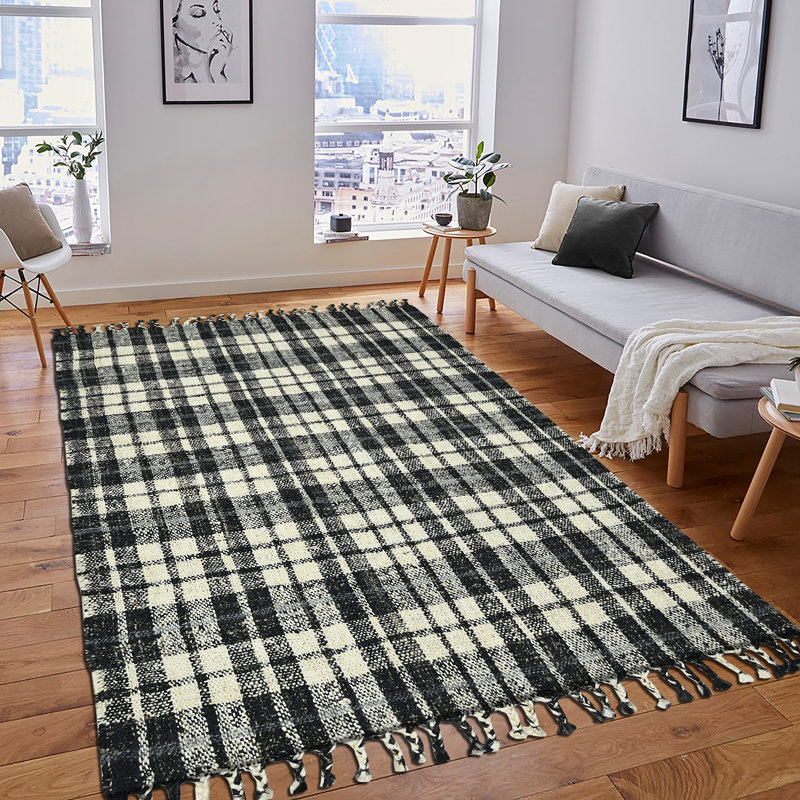 Oshagan Plaid Indoor Rug, Rectangle 3'6" x 5'6"