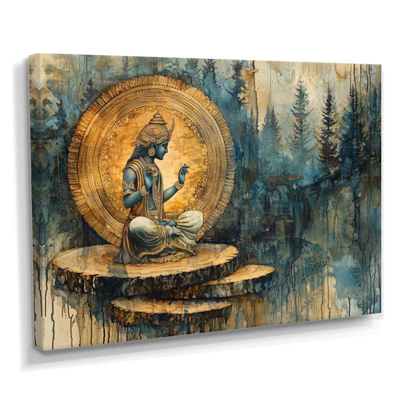 «Gurule Large Indian God In India Landscape III - Hindouisme», art mural, H 34 po x l 44 po, Toile tendue, Ne s’applique pas