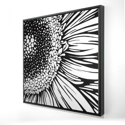 Gerbera Flower Botanical Monochrome Canvas | Home Decor