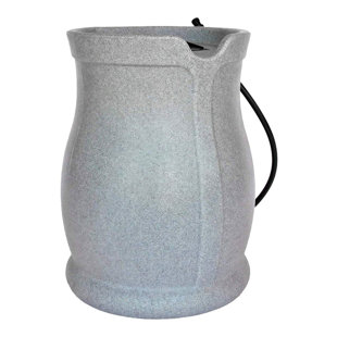 FCMP Outdoor RB-CAT Catalina 45 Gallon Water Rain Catcher Barrel, Light Granite