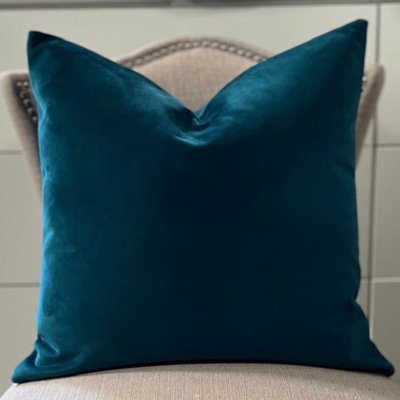 Housse de coussin double face en velours bleu sarcelle Thomas Collection®