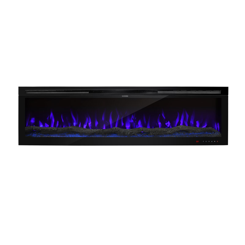 Recessed Wall Mounted Electric Fireplace, Narrow Frame Fireplace Heater With 7X11 Flame Colors, Modern Fireplace Heater With Timer, Thermostat By Remote And Touch Panel, 750/1500W