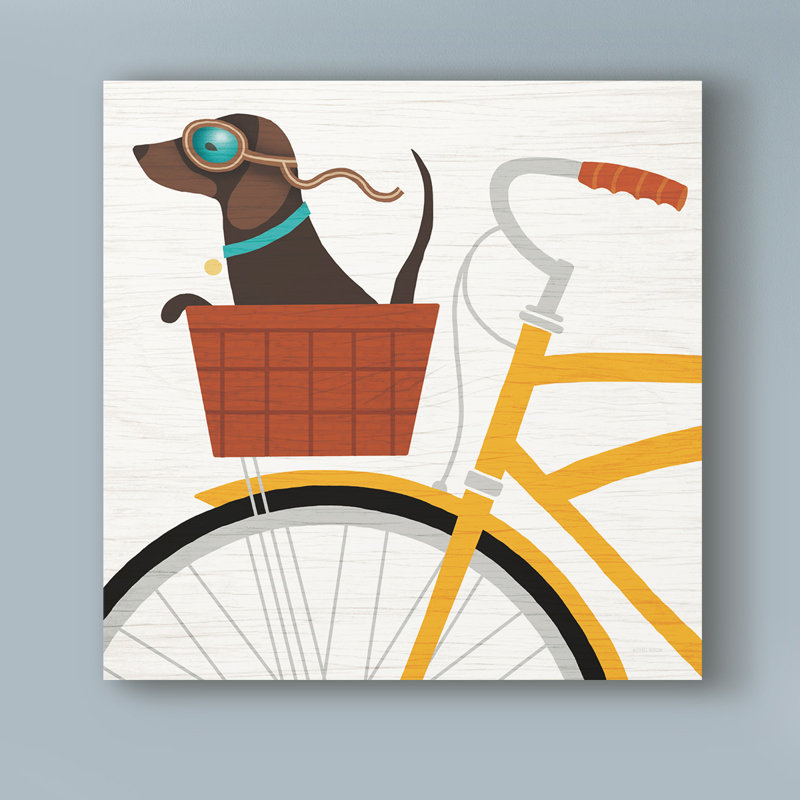 « beach bums teckel bicycle i », reproduction d’impression sur toile tendue, H 24 po x l 24 po x P 2 po