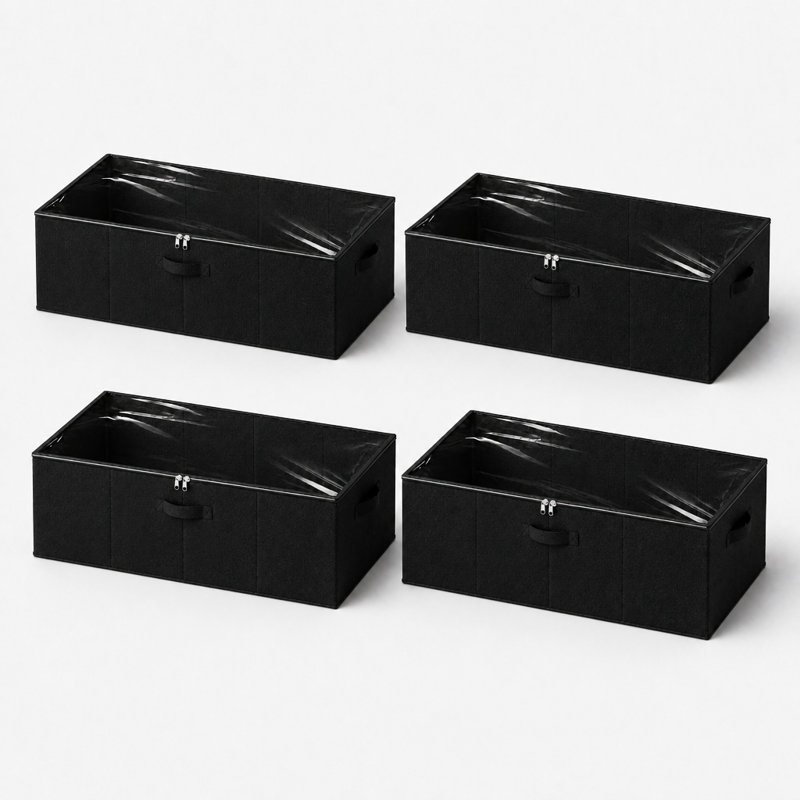 4 Pack 10" High Under Bed Storage Containers, Large Organizer Bins with Lids for Bedroom, Closet, Dorm and Blanket Storage