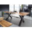 Iron Label Acacia Solid Wood Top Metal Base Dining Table-47530257-47530256