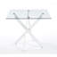 Table de salle à manger avec pieds en croix en métal et verre trempé, table de cuisine moderne pour le salon, table carrée blanche-1550656251
