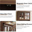 Armoire de cuisine 72 po en noyer avec portes en verre, tiroir et tablettes réglables - rangement pour bar à café-952792329