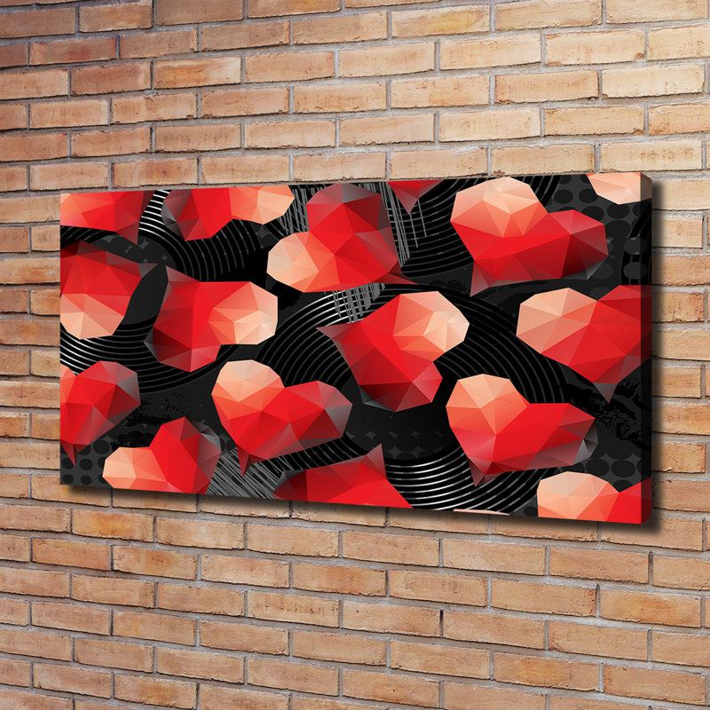 Geometric Hearts - Wrapped Canvas Print
