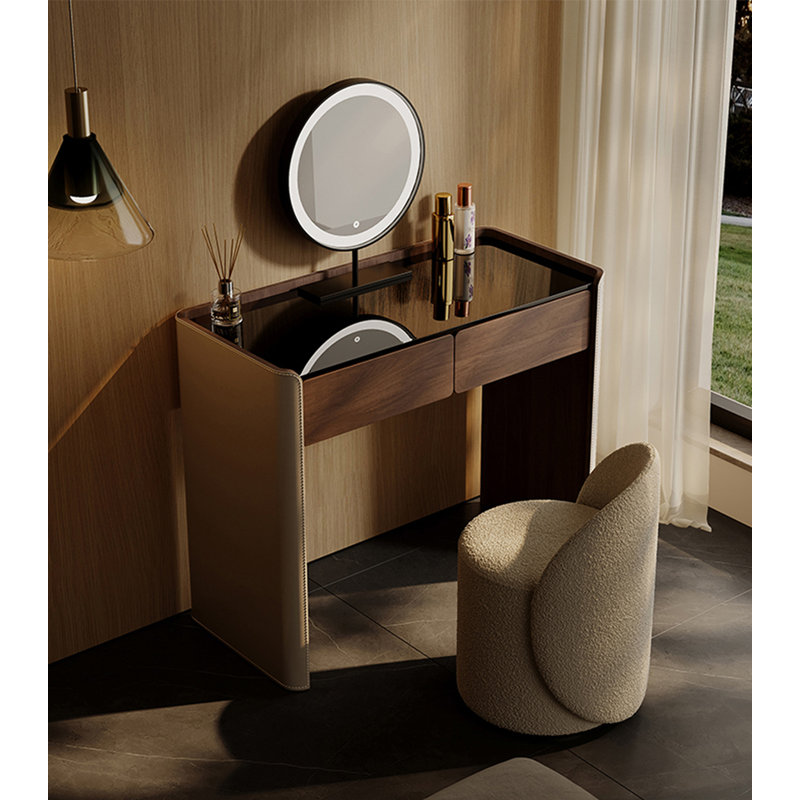 Italian Style Vanity Table With Solid Wood Frame And Large Capacity Storage