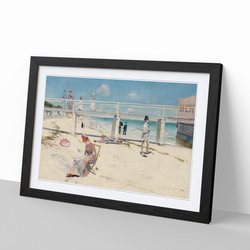 A Holiday at Mentone by Charles Conder - Framed Print, 36cm H x 48cm W x 2cm D, Black Framed
