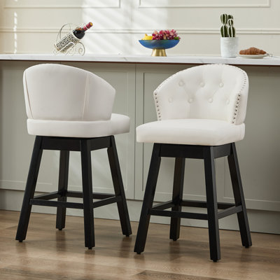 Aadhvika Upholstered BarStools with Solid Wood Frame