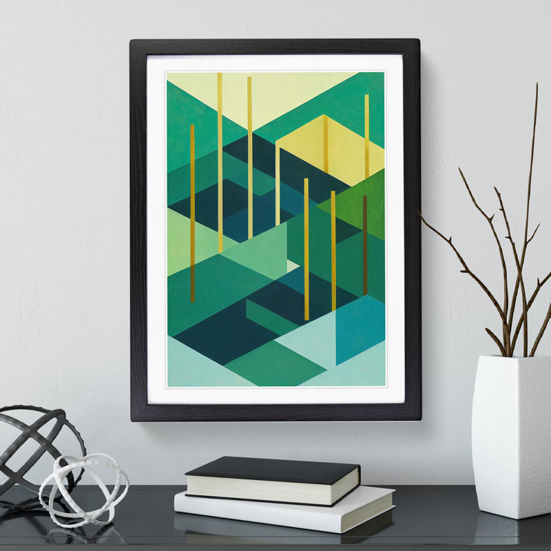 Abstract Forest Shapes No.2 - Wall Art, Black Framed, 64cm H x 46cm W x 2cm D