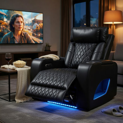 Fauteuil inclinable électrique Neja Power, à DEL et USB, similicuir gris foncé
