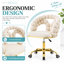 Chaise de coiffeuse moderne en velours avec roulettes, chaise de maquillage pivotante et réglable avec dossier à bulles et base en métal doré-240874151