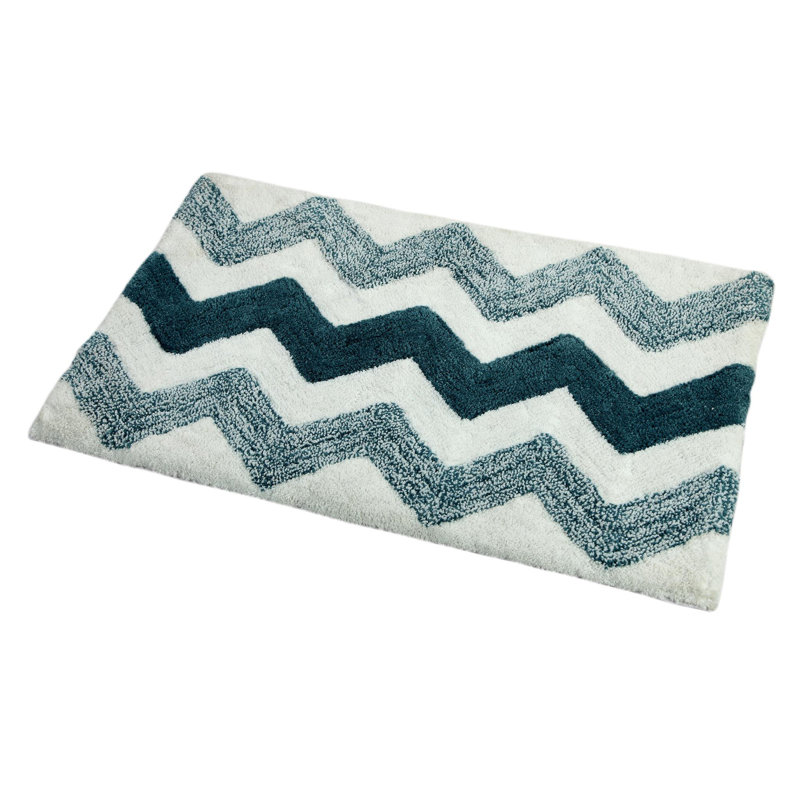 Erickson Non-Slip Bath Rug, Aqua Blue White