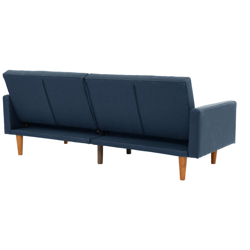Tissu moderne bleu marine ajustable, structure en bois massif, H 80 po x 34 po, 32 po, tissu convertible élégant, structure incluse, longueur, style