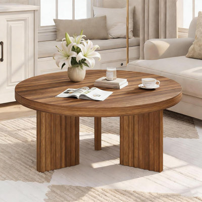 Table basse 33,4 pouces avec pieds cannelés et plateau épais de 1,3 po
