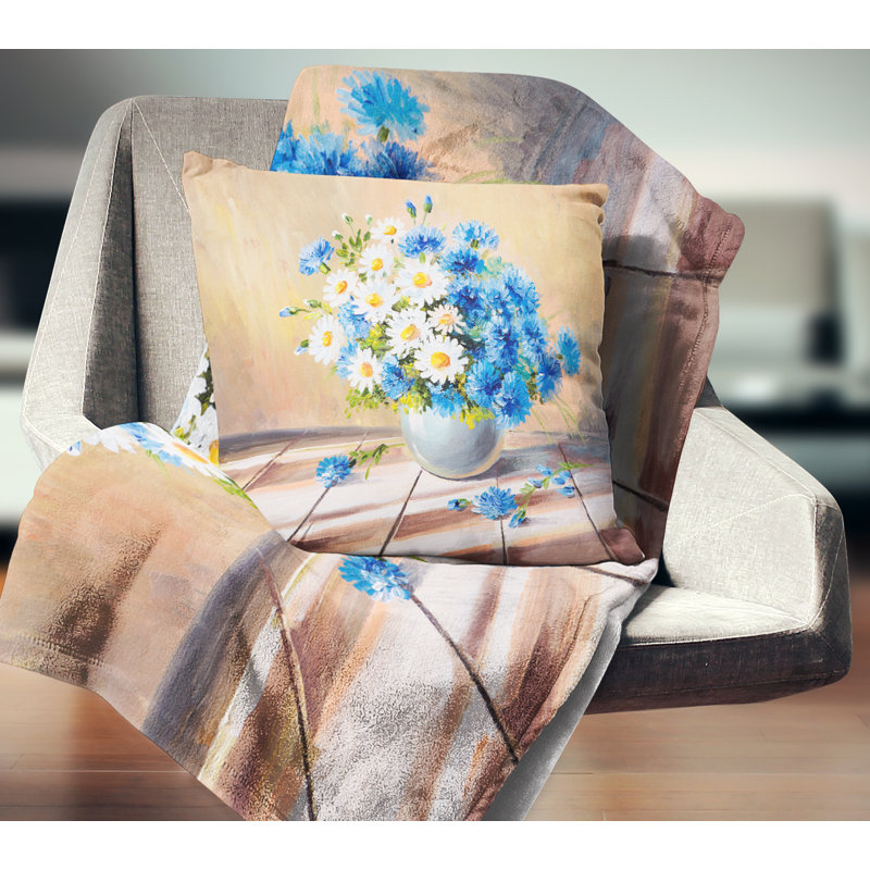 Bouquet de bouquet floral sur un coussin de table en bois, 16 po x 1 po, Coussin décoratif