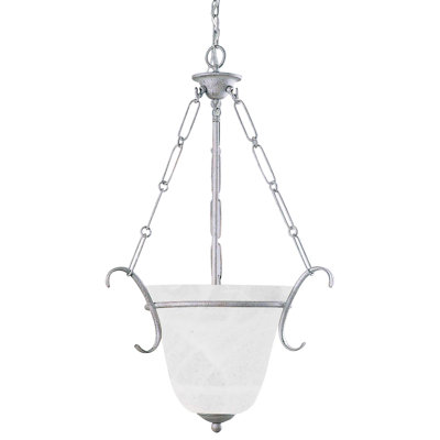 Luminaire suspendu d'intérieur 4 lumières avec bol en verre albâtre blanc Paycen