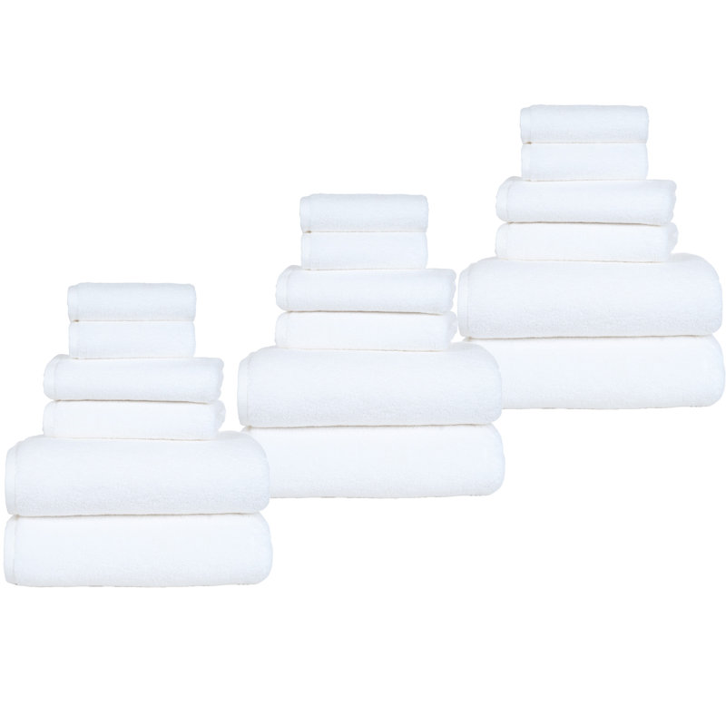 18PC Towel Set - Cotton Bathroom Accessories with 6 Bath Towels, 6 Hand Towels, and 6 Washcloths - Machine Washable Towels by Lavish Home