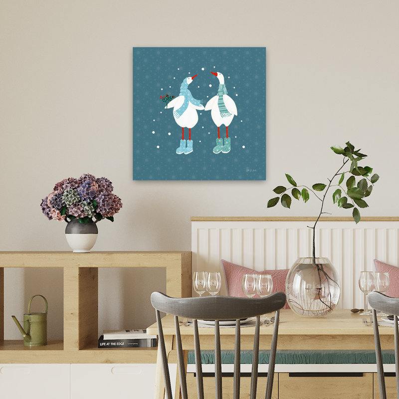 Ducks In The Snow X, art contemporain, H 18 po x l 18 po
